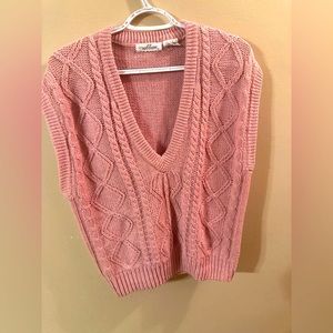 Vintage Pink Oversized Sweater Vest - Size Small
